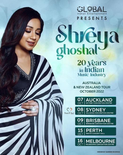 Shreya Goshal 20 Years in Indian Music Industry-Global Indian Entertainment-Australia and New Zealand Tour-Stumbit Cine Updates